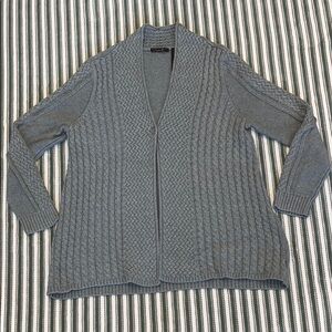 Heather B Gray Cable Knit Women's one button Cardigan